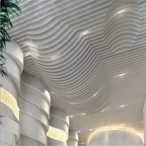 商业大厦波浪形铝方通-弧形铝单板造型天花