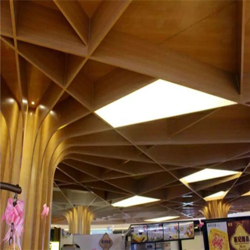 高級餐廳裝飾造型弧形鋁方通吊頂天花