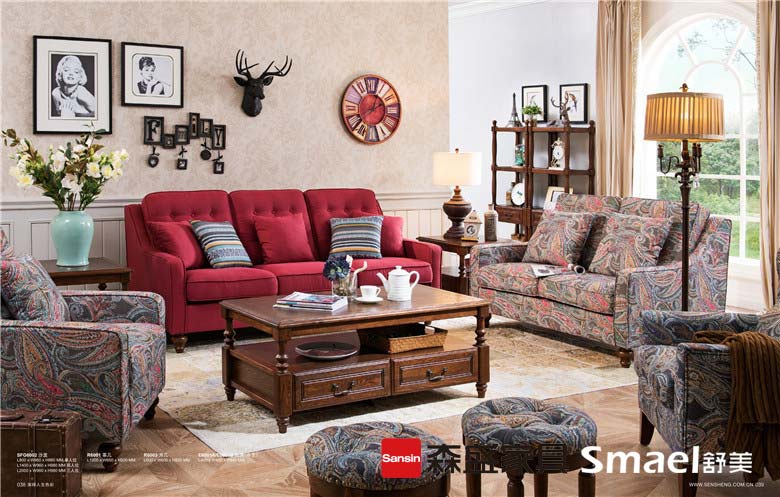 供应森盛家具美式风格舒美系列客厅沙发
