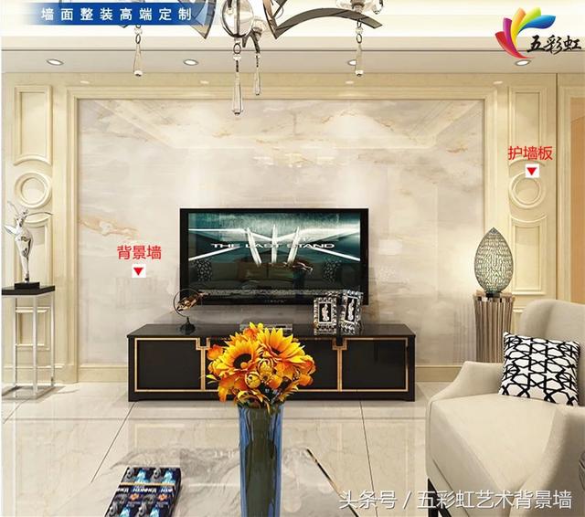 3,简约欧式风格客厅电视护墙板造型背景墙效果图