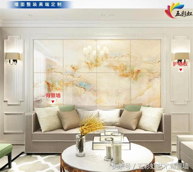 6,简约欧式风格客厅沙发护墙板造型背景墙效果图