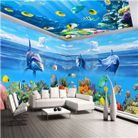 供应游泳馆3d海底世界壁纸 幼儿园儿童壁画
